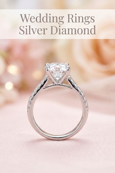 wedding rings silver diamond