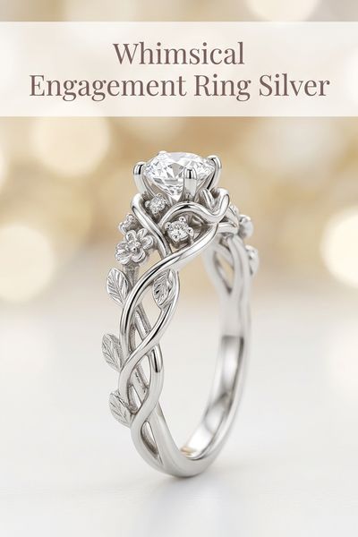 whimsical engagement ring silver